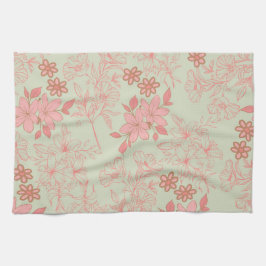 Groen Roze Tropische Bloemen Botanische Lente Zome Theedoek