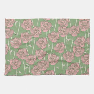 Groen Roze Tropische Botanische Lente Zomer Theedoek