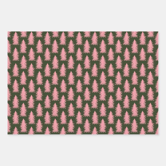 Groen Roze Vakantie Inpakpapier Bladen (Voorkant)