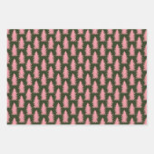 Groen Roze Vakantie Inpakpapier Bladen Vel (Voorkant)