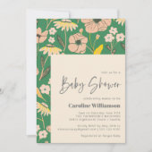  Groen Roze Ventilator Baby shower van het Manuscr Kaart (Voorkant)