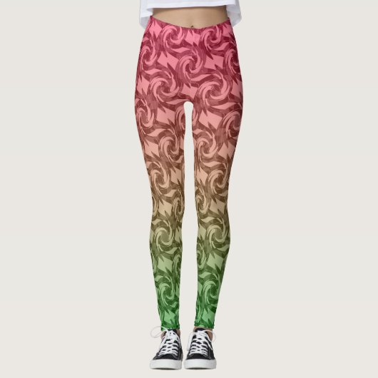 Groen roze verloop leggings (Voorkant)