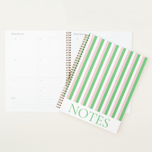 Groen & Roze Verticale Streep Moderne Minimalist Planner (Display)