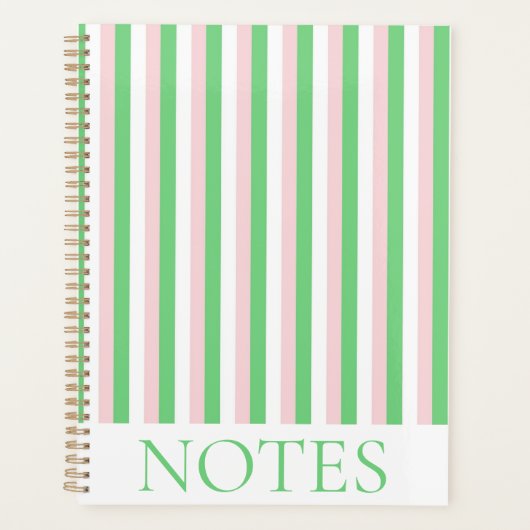 Groen & Roze Verticale Streep Moderne Minimalist Planner (Voorkant)