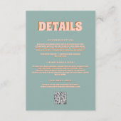 Groen Roze Vet Helder Funky Groovy Wedding Detail Informatiekaartje (Voorkant)