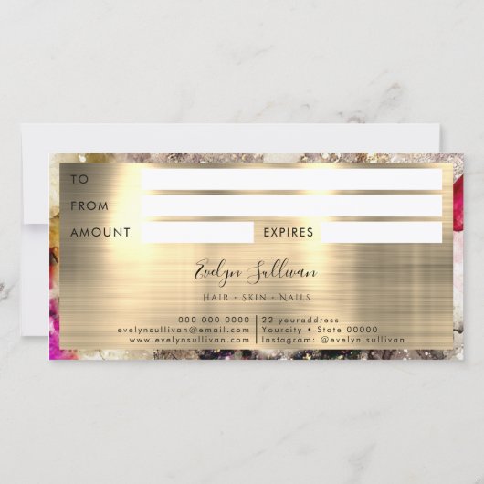 Groen roze Waterverf Cadeaubon (Achterkant)