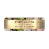 Groen roze waterverf folie retour address label (Voorkant)