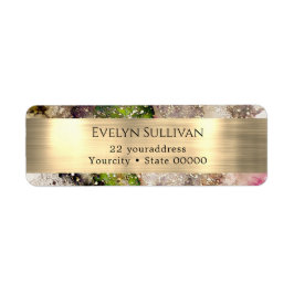 Groen roze waterverf folie retour address label