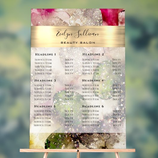 Groen Roze Waterverf prijslijst Acryl Bord (Neutraal)