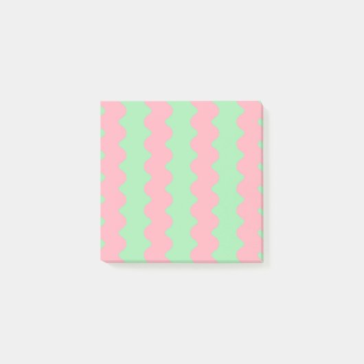 Groen Roze Wavy Stripe Minimalist Stationery Post-it® Notes (Voorkant)