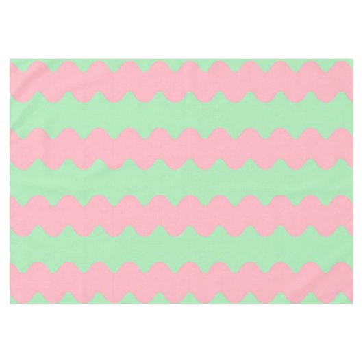 Groen Roze Wavy Stripe Minimalistisch Eetaccent Tafelkleed (Voorkant (Horizontaal))