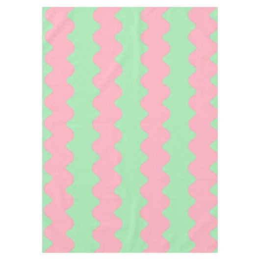 Groen Roze Wavy Stripe Minimalistisch Eetaccent Tafelkleed (Voorkant)