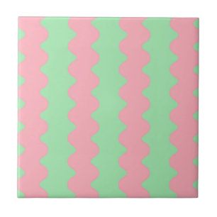Groen Roze Wavy Stripe Minimalistisch Modern Accen Tegeltje
