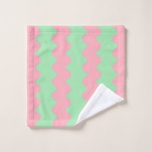 Groen Roze Wavy Stripe Minimalistische Badkamer Ac Bad Handdoek (Wasdoekje)