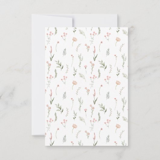 Groen roze wilde bloem bloemenbruiloft RSVP kaarte (Achterkant)