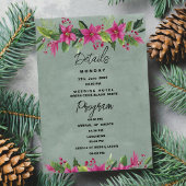 Groen roze winter bloemen Kerstmis Details Program Kaart