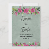 Groen roze winter bloemenkerst Save The Date Kaart (Voorkant)