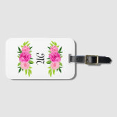 GROEN ROZE WIT BLOEMIG INITIAAL BAGAGELABEL (Voorkant (horizontaal))