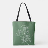 GROEN ROZE WIT NAADLOOS BLOEMPATROON TOTE BAG (Achterkant)