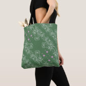 GROEN ROZE WIT NAADLOOS BLOEMPATROON TOTE BAG (Dichtbij)