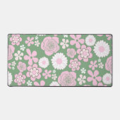Groen Roze Wit Retro Y2K 70s Bloempatroon Bureaumat (Voorkant)