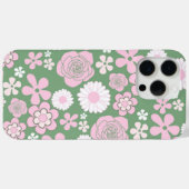 Groen Roze Wit Retro Y2K 70s Bloempatroon Case-Mate iPhone Case (Achterkant (horizontaal))