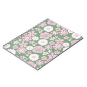 Groen Roze Wit Retro Y2K 70s Bloempatroon Notitieboek (Linkerzijde)