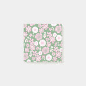 Groen Roze Wit Retro Y2K 70s Bloempatroon Post-it® Notes (Voorkant)