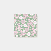 Groen Roze Wit Retro Y2K 70s Bloempatroon