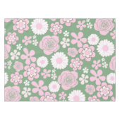 Groen Roze Wit Retro Y2K 70s Bloempatroon Tafelkleed (Voorkant (Horizontaal))
