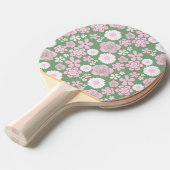 Groen Roze Wit Retro Y2K 70s Bloempatroon Tafeltennisbatje (Voorkant Gekanteld)