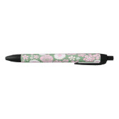 Groen Roze Wit Retro Y2K 70s Bloempatroon Zwarte Inkt Pen (Bodem)