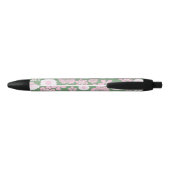 Groen Roze Wit Retro Y2K 70s Bloempatroon Zwarte Inkt Pen (Achterkant)
