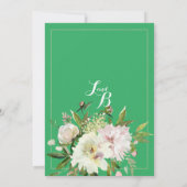 Groen roze wit sinaasappel bloemenland bruiloft kaart (Achterkant)