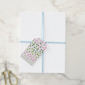 GROEN ROZE WIT STIPPENPATROON CADEAULABEL (Met Touw)