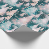 Groen Roze Witte Bomen Moderne Kerst Cadeaupapier (Hoek)