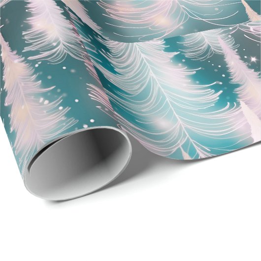 Groen Roze Witte Bomen Moderne Kerst Cadeaupapier (Rol Hoek)