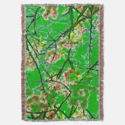 Groen roze zwart abstract bloemmotief deken (Voorkant Verticaal)