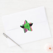 Groen roze zwart gestreepte monogram ster sticker (Envelop)