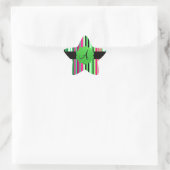 Groen roze zwart gestreepte monogram ster sticker (Tas)