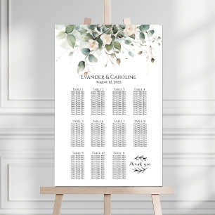 Groen & rozen bruiloft zitplaatsen grafiek 11 tafe poster
