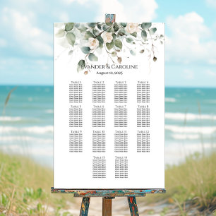 Groen & rozen bruiloft zitplaatsen grafiek 14 tafe poster