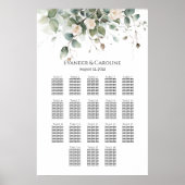 Groen & rozen bruiloft zitplaatsen grafiek 18 tafe poster (Voorkant)