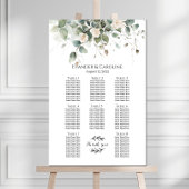 Groen & rozen bruiloft zitplaatsen grafiek 8 tafel poster