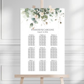 Groen & rozen bruiloft zittafel grafiek 9 tafels poster