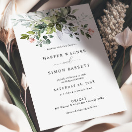 groen Rozen succulent eucalyptus bruiloft Kaart