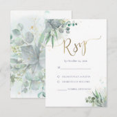 groen RSVP bruiloft Kaartje (Voorkant / Achterkant)