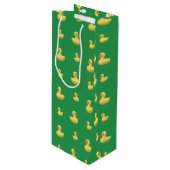 Groen rubbereend patroon wijn cadeautas (Voorkant Gekanteld)