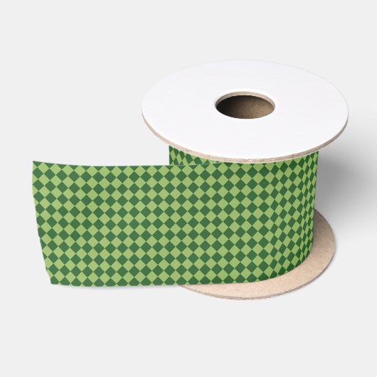 Groen Ruit Schaakbord Patroon Satijnen Lint (Spoel)