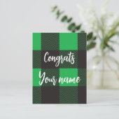 Groen ruitpatroon Gefeliciteerd Briefkaart (Staand voorkant)